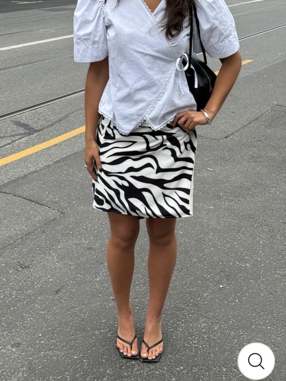 Zebra-Print Mini Skirt in Black & White